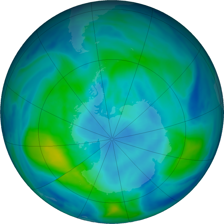 Antarctic ozone map for 23 March 2019
